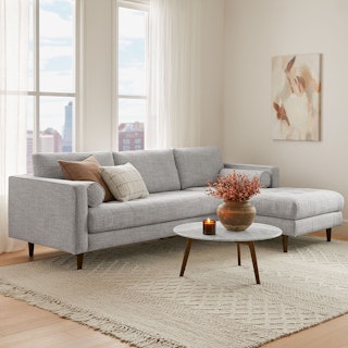 Sven 100" Tufted Right Sectional - Stone Gray